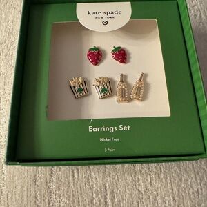 Kate Spade New York Target Earring Set Of 3 Fries Champagne Strawberries